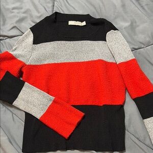 Colorblock Sweater - Black, Red, and Gray
